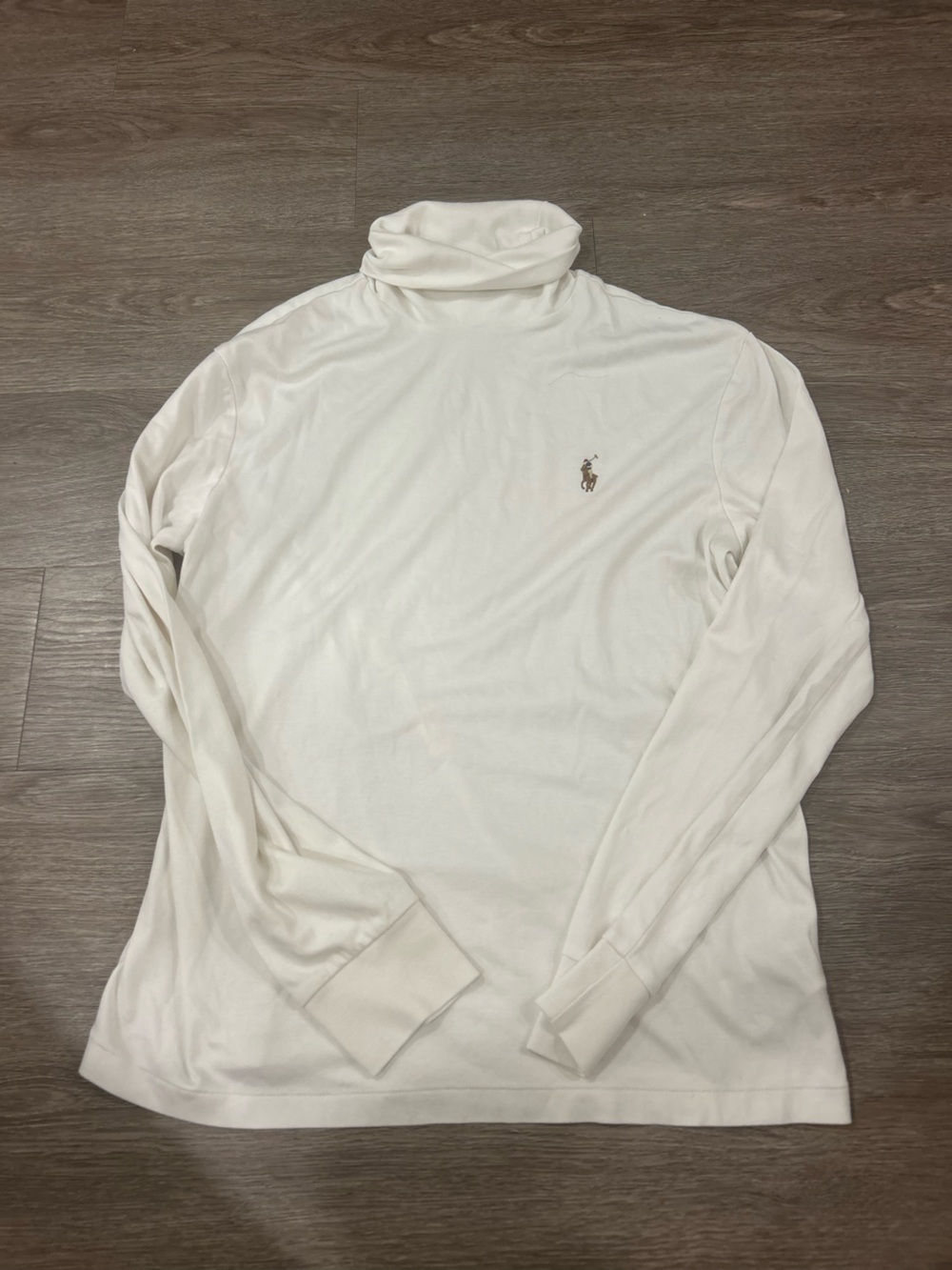 Ralph Lauren Men’s Cream Turtleneck Sweater with Pony Logo